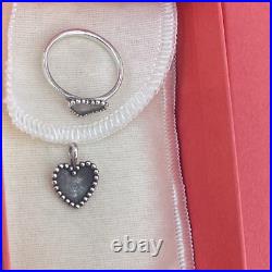 James Avery Retired Beaded Heart Ring And Pendant Set
