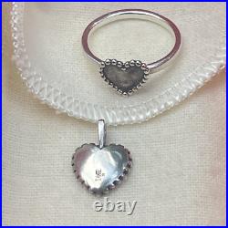 James Avery Retired Beaded Heart Ring And Pendant Set
