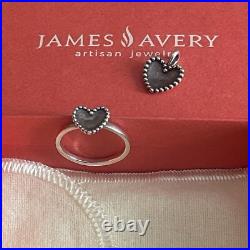 James Avery Retired Beaded Heart Ring And Pendant Set