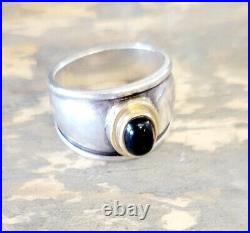 James Avery Retired Black Onyx 18kt. 925 Christina Ring Excellent Patina Vtg