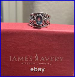 James Avery Retired Blue Topaz Silver Vines Ring Size 6 WithJames Avery Box EUC