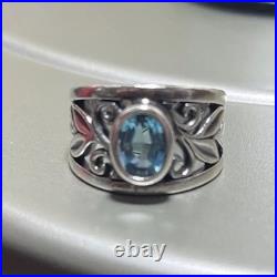 James Avery Retired Blue Topaz Silver Vines Ring Size 6 WithJames Avery Box EUC