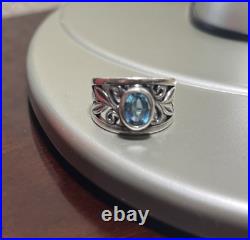 James Avery Retired Blue Topaz Silver Vines Ring Size 6 WithJames Avery Box EUC
