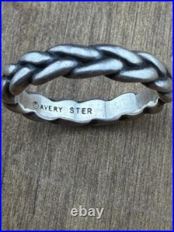 James Avery Retired Braided Rope Band Ring Sterling Silver Twisted Woven Sz 5.5