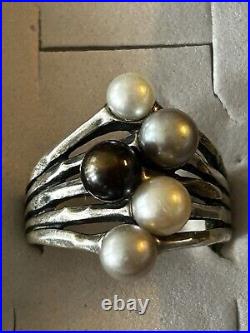 James Avery Retired Burgeon Pearl Silver Ring Size 10 Free Shipping