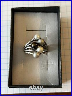 James Avery Retired Burgeon Pearl Silver Ring Size 10 Free Shipping