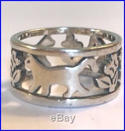 James Avery Retired Cat Band Ring Size 6 Sterling Silver X Rare Ja Box