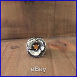 James Avery Retired Citrine Flower Sterling Silver Ring SZ 8