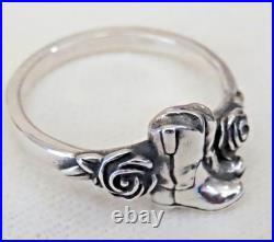 James Avery Retired Cowgirl Boots & Roses Western Ring Sz 7 Sterling Silver 925