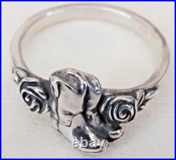 James Avery Retired Cowgirl Boots & Roses Western Ring Sz 7 Sterling Silver 925