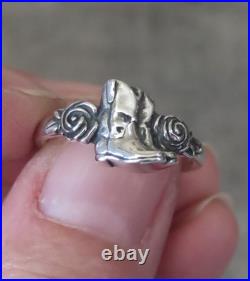 James Avery Retired Cowgirl Boots & Roses Western Ring Sz 7 Sterling Silver 925