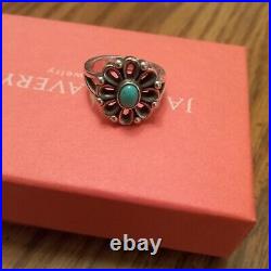 James Avery Retired De Flores Silver Turquoise Size 6.5