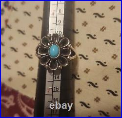 James Avery Retired De Flores Sterling Silver & Turquoise Ring Sz. 5.5