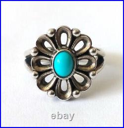 James Avery Retired De Flores Turquoise Ring 925 Sterling Silver Size 5.5