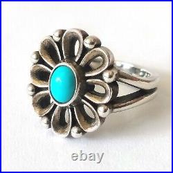 James Avery Retired De Flores Turquoise Ring 925 Sterling Silver Size 5.5