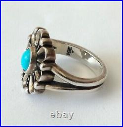 James Avery Retired De Flores Turquoise Ring 925 Sterling Silver Size 5.5