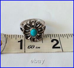 James Avery Retired De Flores Turquoise Ring 925 Sterling Silver Size 5.5