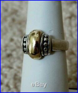 James Avery Retired Dome Thatch Beaded Ring, 14 Kt gold and silver, size 7