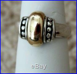 James Avery Retired Dome Thatch Beaded Ring, 14 Kt gold and silver, size 7