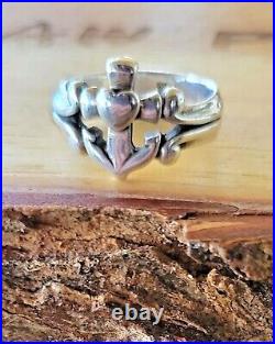 James Avery Retired Faith Hope Love Anchor Cross Heart Silver Ring Size 5