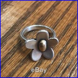 James Avery Retired Flower Sterling Silver 925 & Yellow Gold Ring