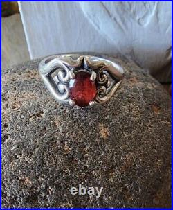 James Avery Retired Garnet Heart Ring with Scrolled Hearts Size 8