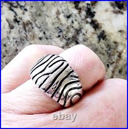 James Avery Retired Geometric Lines Zebra Striped Ring NEAT Piece! Sz 7