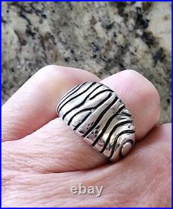 James Avery Retired Geometric Lines Zebra Striped Ring NEAT Piece! Sz 7