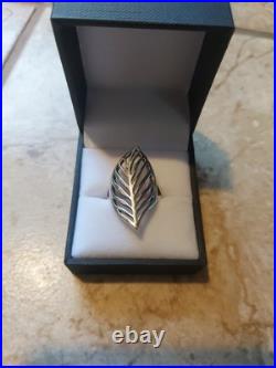 James Avery Retired HTF Silver Leaf Ring Size 6