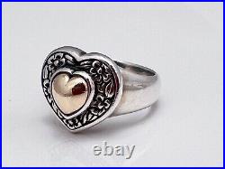 James Avery Retired Heart of Gold Ring 14k and 925 Size 7