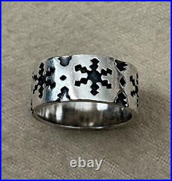 James Avery Retired Htf Winter Christmas Snowflake Wide Band Ring Size 6.5 7