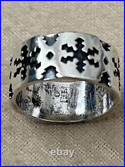 James Avery Retired Htf Winter Christmas Snowflake Wide Band Ring Size 6.5 7