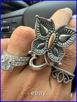 James Avery Retired Large Beaded Mariposa Butterfly Statement Ring EUC