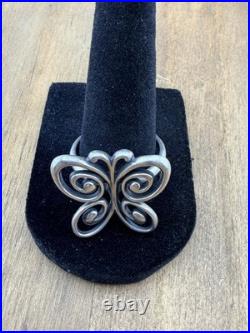 James Avery Retired Large Sterling Silver 3D Abounding Butterfly Ring Size 10
