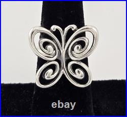 James Avery Retired Large Sterling Silver 3D Abounding Butterfly Ring Size 6