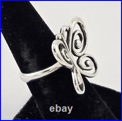 James Avery Retired Large Sterling Silver 3D Abounding Butterfly Ring Size 6