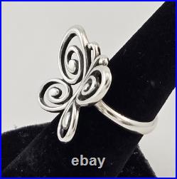 James Avery Retired Large Sterling Silver 3D Abounding Butterfly Ring Size 6