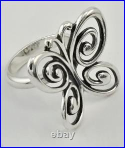 James Avery Retired Large Sterling Silver 3D Abounding Butterfly Ring Size 6