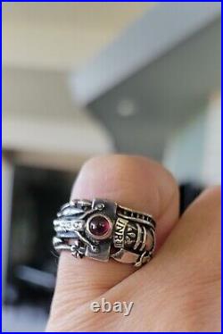 James Avery Retired Martin Luther INRI Ring So Pretty! Garnet Stone Sz 6.5