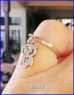 James Avery Retired OWL Dangle Ring Size 4 NEAT Piece! Vintage