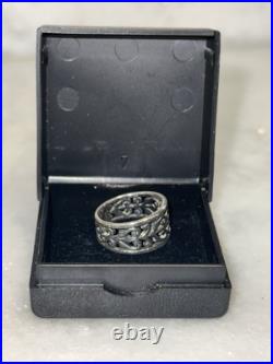 James Avery Retired Open Adorned Band Sterling Silver Ring Size 5 3.8g