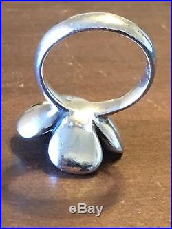 James Avery Retired Pearl Flower Blossom Ring Sterling Silver