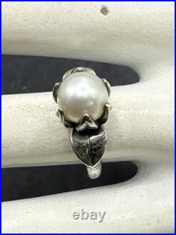 James Avery Retired Pearl Flower Ring Size 6 Very Rare Piece