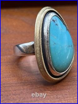 James Avery Retired Puerto De Luna Sterling Bronze & Turquoise Ring Size 6 1/4