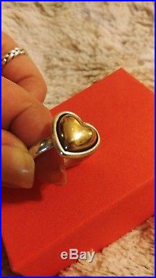 James Avery Retired Rare 14k Gold & Sterling Silver Heart of Gold Ring Size 10