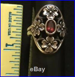 James Avery Retired Rare Dogwood Flower Garnet Ring Size 7.5