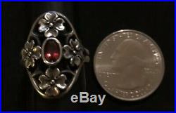 James Avery Retired Rare Dogwood Flower Garnet Ring Size 7.5