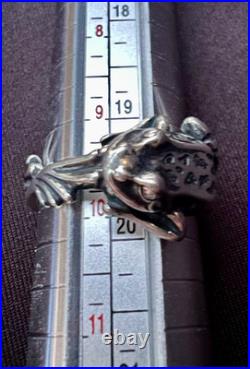 James Avery Retired Rare Sterling Silver 3D Wrap Around Frog Ring Vintage Sz 10