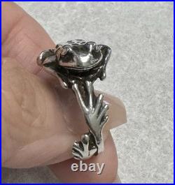James Avery Retired Rare Sterling Silver 3D Wrap Around Frog Ring Vintage Sz 7.5