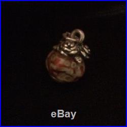 James Avery Retired Rose Finial Art Glass Bead Charm Sterling Silver Ring Is Cut